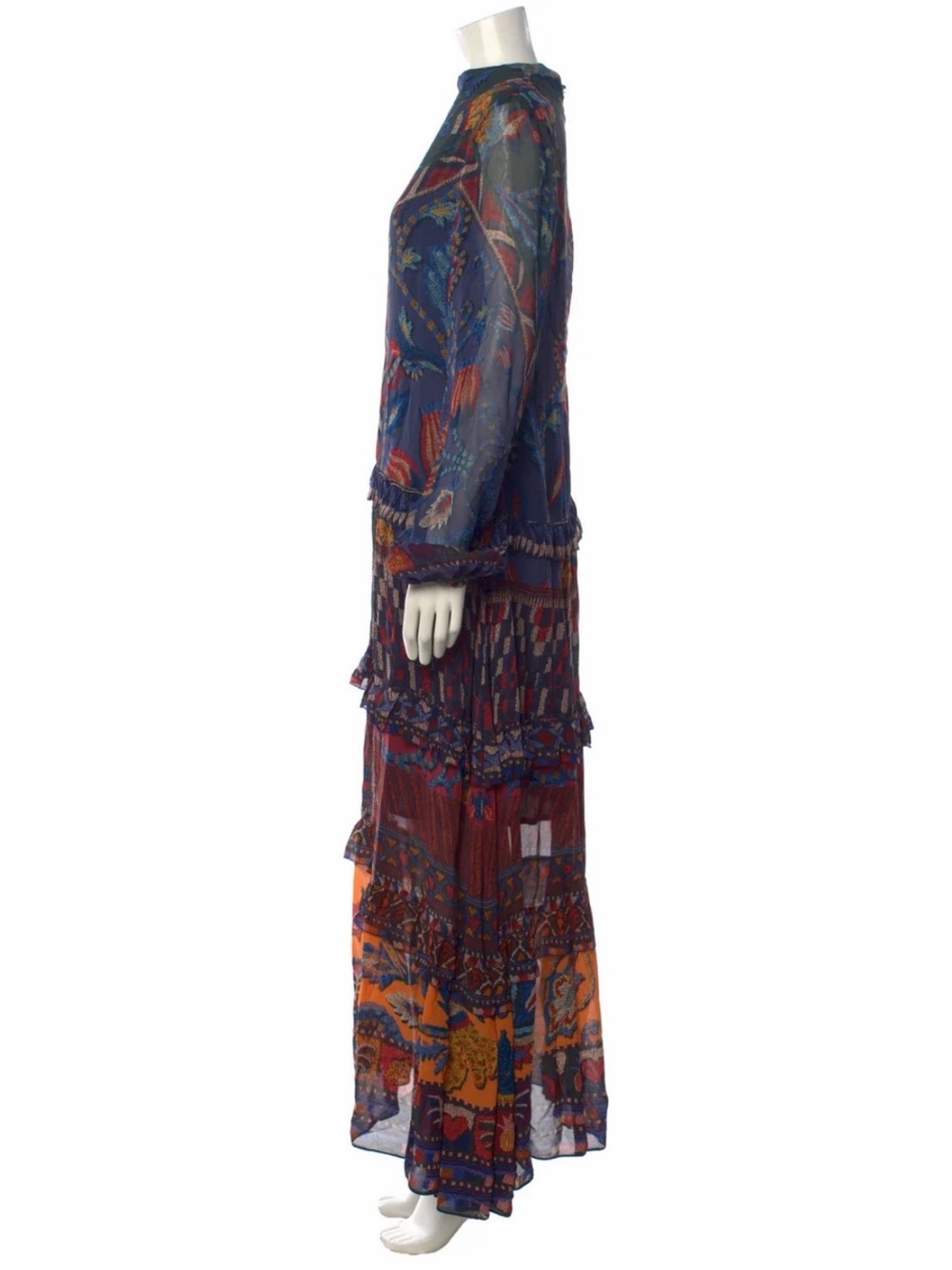 FARM Rio Blue Multi-Print Long Sleeve Maxi Dress - Picture 6 of 16